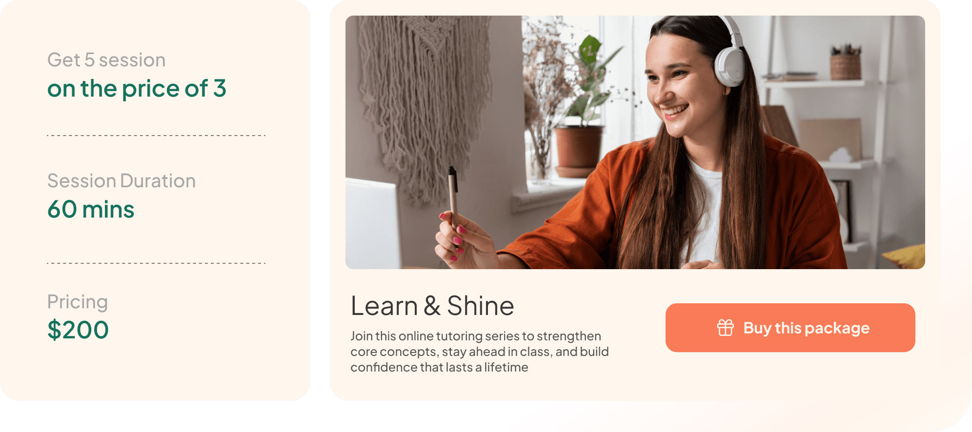 Flexible tutoring packages